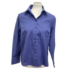 Talbot's Women Size 12 Long Sleeve Cotton Blend Button Down Career Shirt Blouse